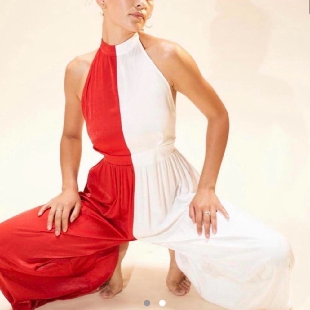 Fashion Brand Company Silky Black and White Halter Jumpsuit size small EUC - Picture 2 of 10